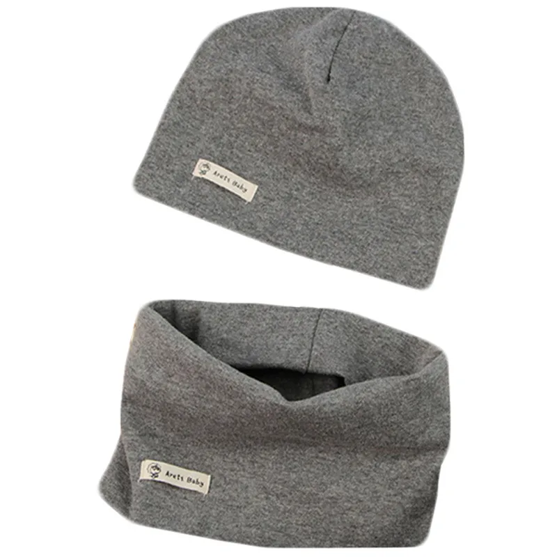 dark gray Новая модная Хлопковая шапочка для младенца, шарф, набор, вязаные крючком детские шапки, шапка для мальчиков и девочек, детские шапочки, шапка для малышей, детская шапка, шарф, воротник, комплекты - Цвет: dark gray