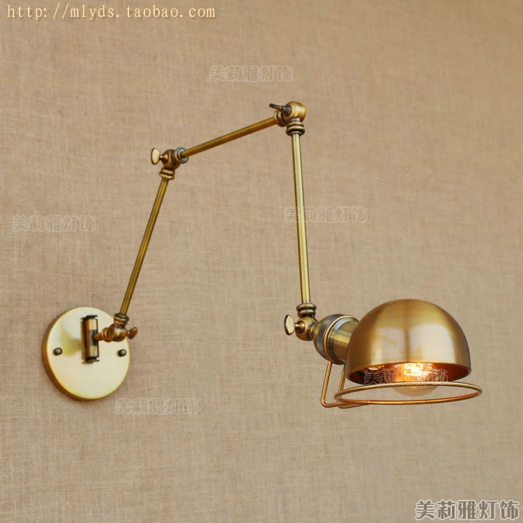 Beste Moderne Vintage Loft Verstelbare Industriële Metalen Wandlamp Retro Swing Arm Messing Wandlamp Land Stijl Blaker Lamp Armaturen