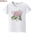Футболка BGtomato, красивая художественная футболка с рисунком лотоса, женская летняя женская футболка с красивым цветком, новая женская футболка