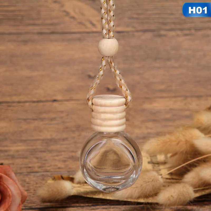 H01 Glass Clear Refillable Car Fragrance Perfume Air Freshener Hanging Bottle Car Perfume Empty Bottles - Название цвета: H01