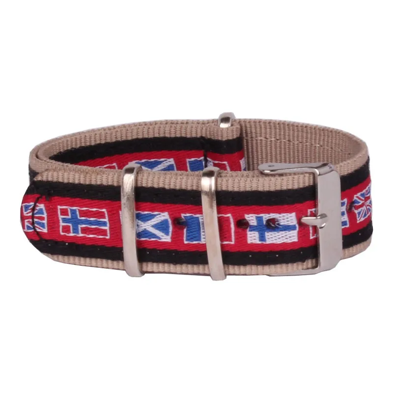 Нейлоновый ремешок для часов с флагом 20 мм прочный красный винтажный фолк