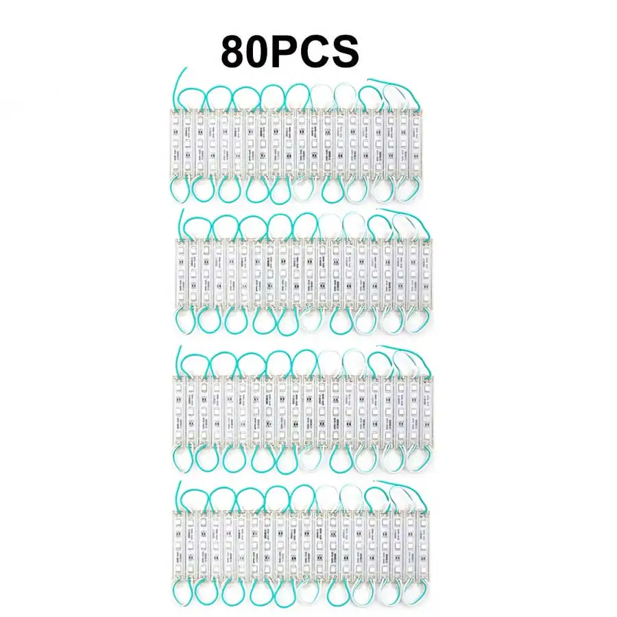 80PCS SMD 5050 Светодиодный модуль 3 светодиодный 12 В постоянного тока водонепроницаемый рекламный знак магазин Передняя полоса ленты лампы модули огни комплект зеленый цвет - Цвет: 80PCS