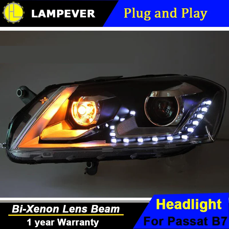 Lampever Style для VW Volkswagen Passat B7 фары 2012-2016 светодиодный биксеноновые линзы DRL HID