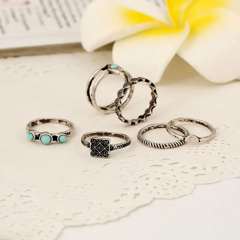 Набор колец в винтажном стиле для женщин Античные тибетские серебряные