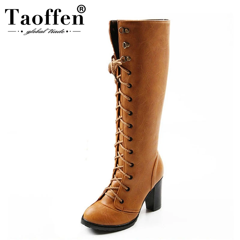 Женские высокие сапоги taofen теплые зимние на высоком каблуке QLB009 размер 34 43|high heel
