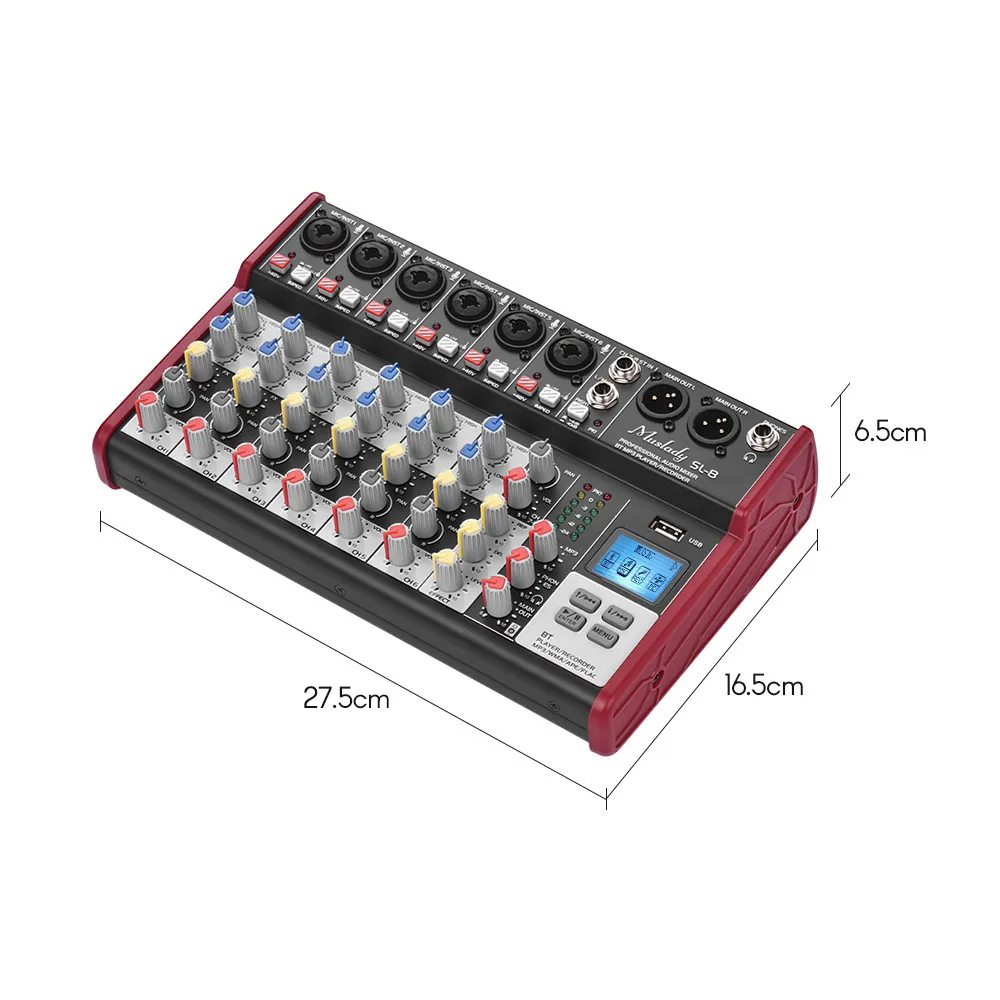 Muslady SL-8 8-канальный миксер микшерный пульт 2-полосный эквалайзер встроенный 48В