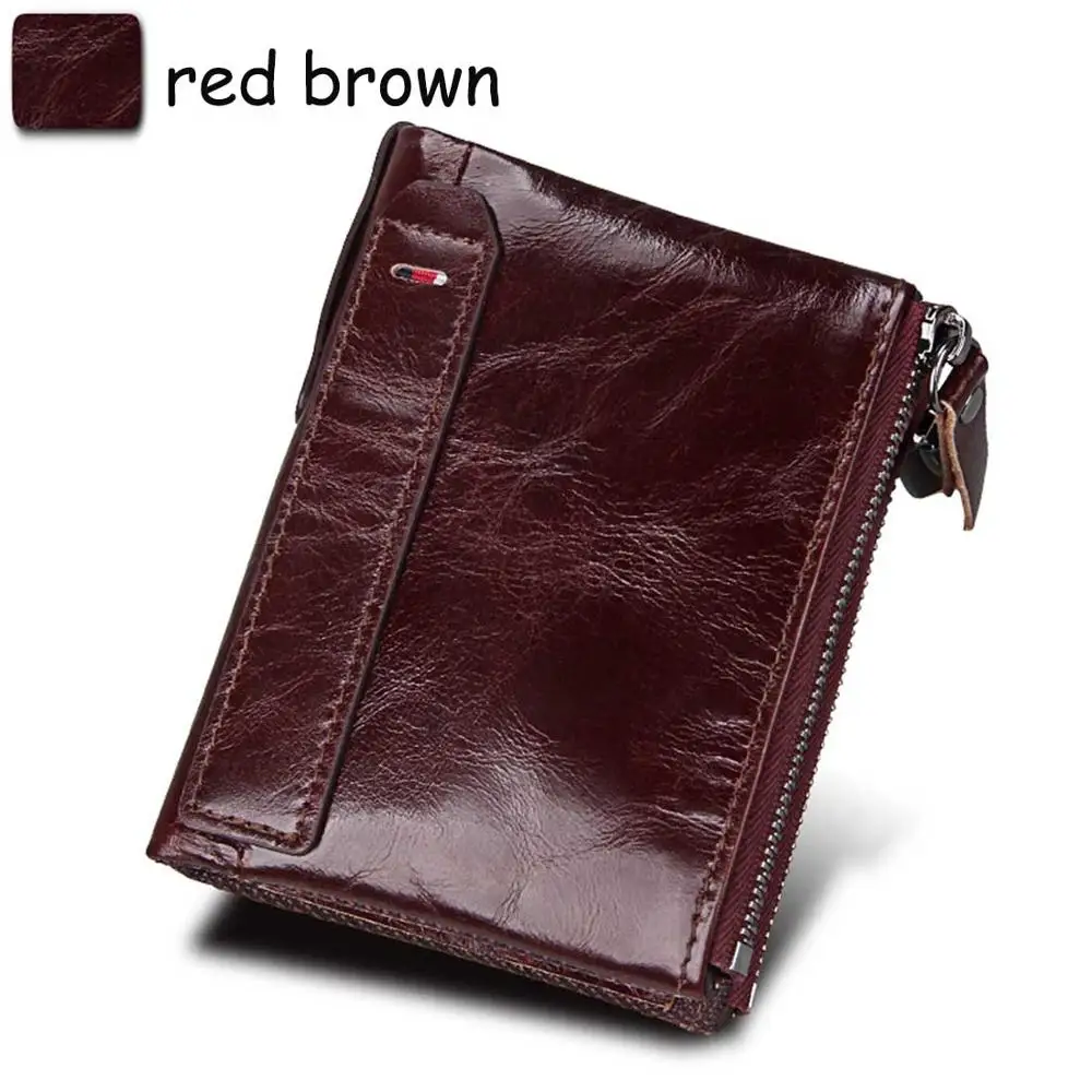 red brown Из натуральной коровьей кожи женские кошельки короткий двойная молния держатель для карт женский кошелек модный топ качество просто бренд Для женщин кошелек - Цвет: red brown