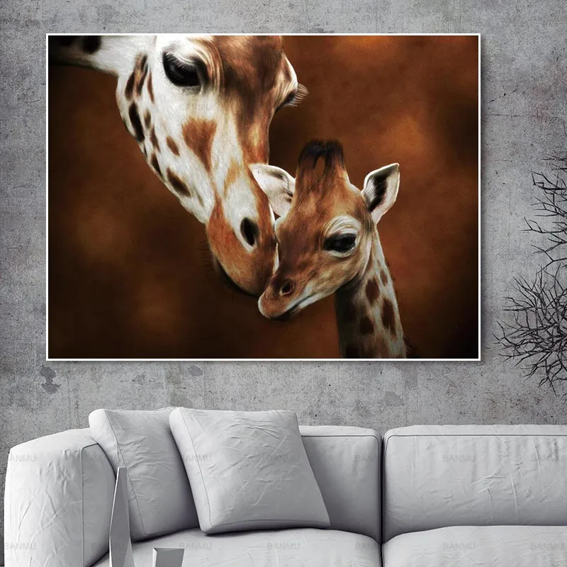 Без рамки изображения животных настенная живопись принт птицы лошадь Лев Сика