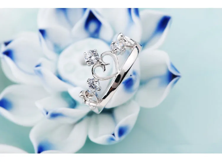 Almei Кольца для Женщин Обручальное Кольцо Корона Anello CZ Циркон Серебряные