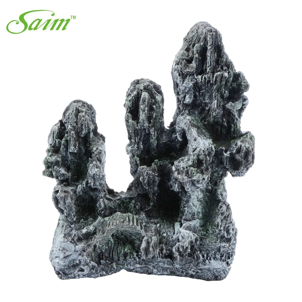 

New Aquarium Simulation Foam Rockery Fish Tank Aquatic Pet Ornament Aquarium Beautiful Decorations Black and Brown Color
