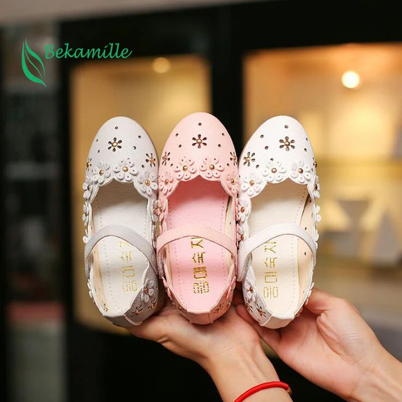 Демисезонная детская обувь модная мягкая подошва Цветочная принцессы для