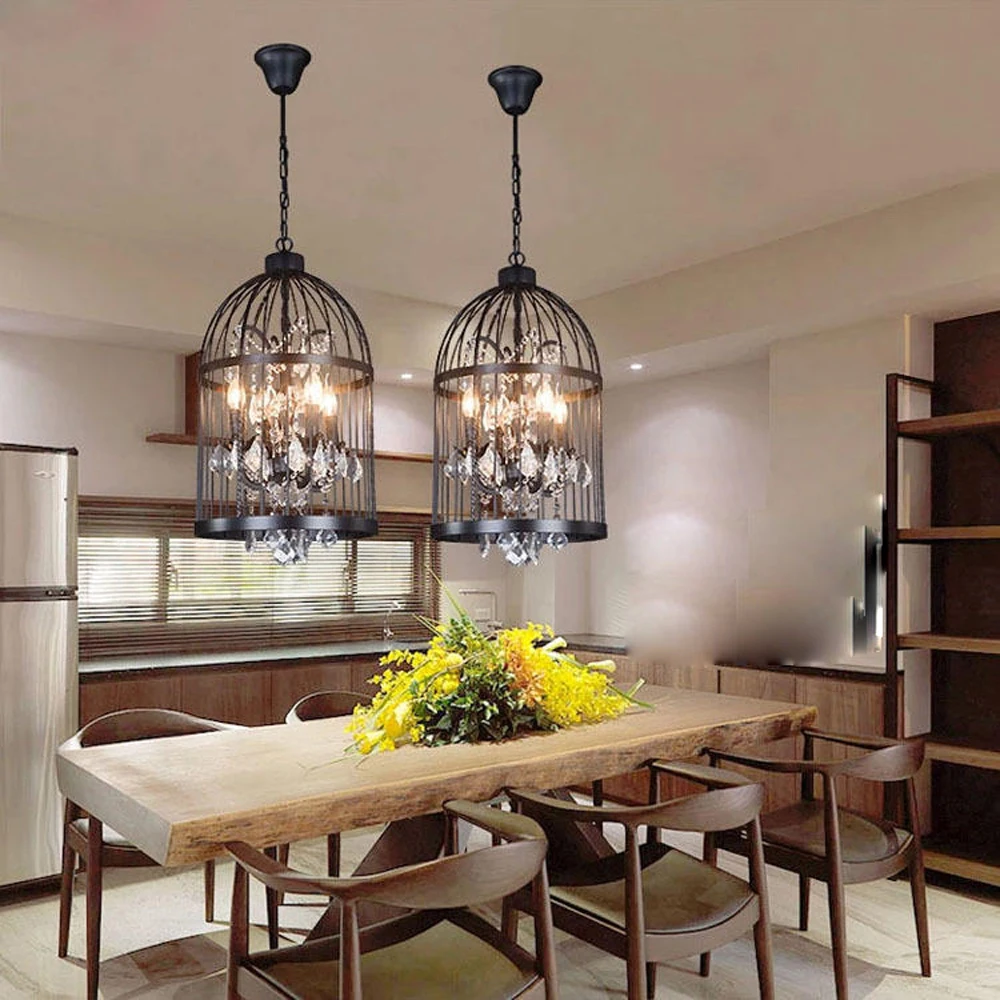 Лофт американский Ретро промышленный Хрустальный фонарь Ресторан гостиная кафе