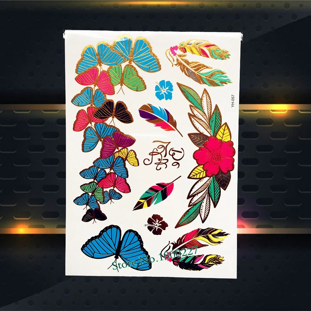 1 шт. горячая вспышка золотая металлическая Татуировка Индийский браслет Роза