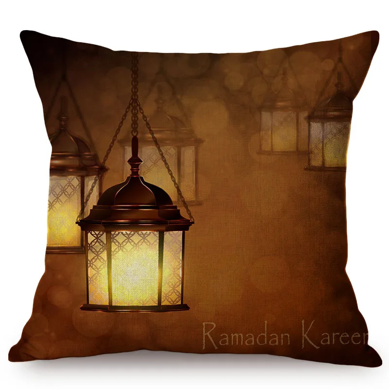 Ramadan Kareem Fantastic Colorful Lights Art Decorative Cushion Cover Islamic Muslim Kaaba Mecca Moon And Stars Sofa Pillow Case | Дом и сад
