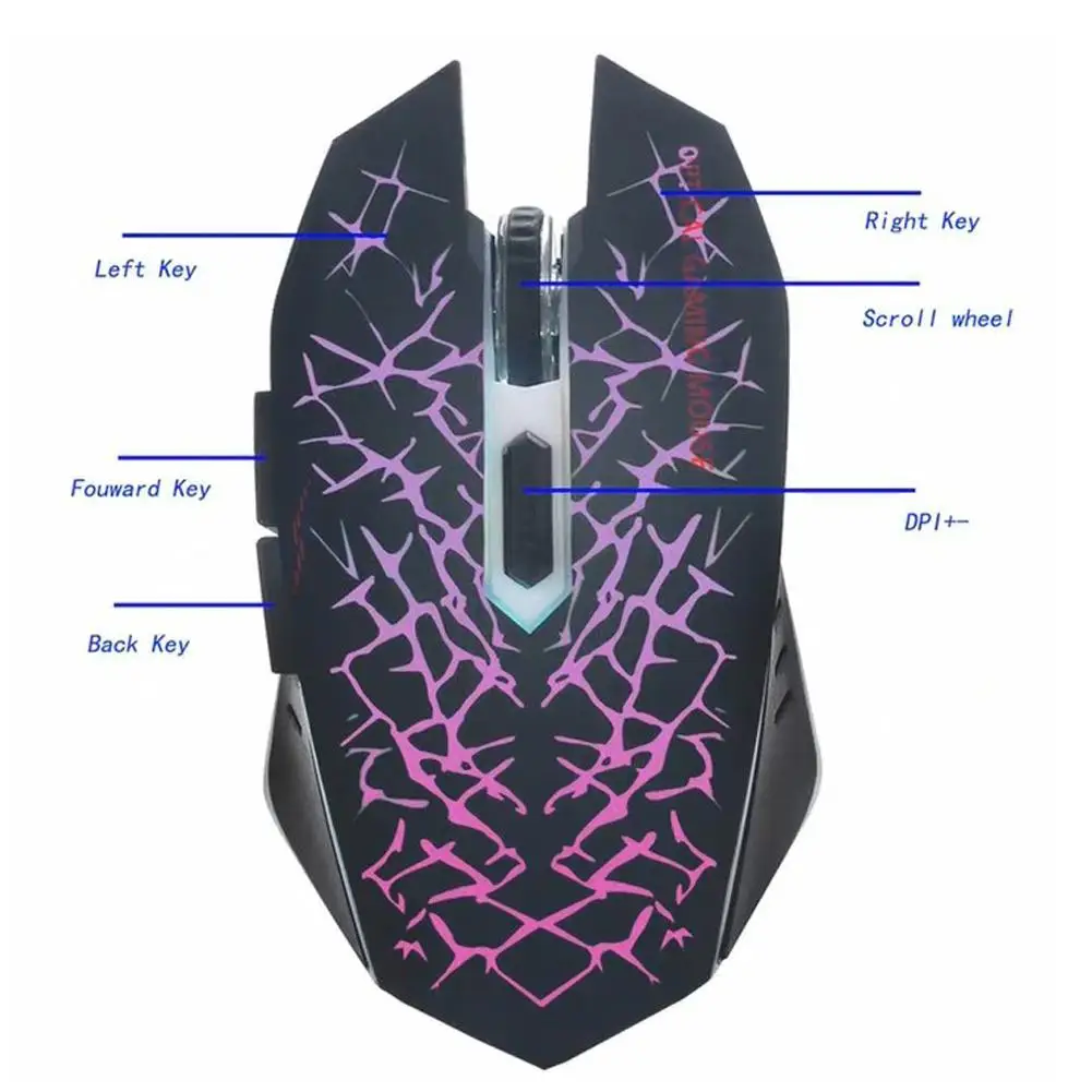W210 2,4G беспроводная мышь красочные блики оптическая эргономичная игровая мышь 2400 dpi# CO