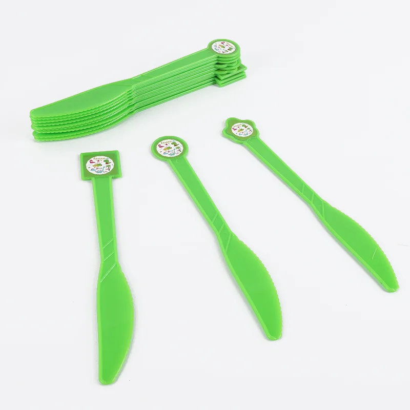 Knife 12pcs 1 шт, вечерние одноразовые пластиковые скатерти с динозавром, 108*180 см, скатерть/карта для детей, счастливая посуда для вечеринки в честь Дня Рождения, набор - Цвет: Knife 12pcs