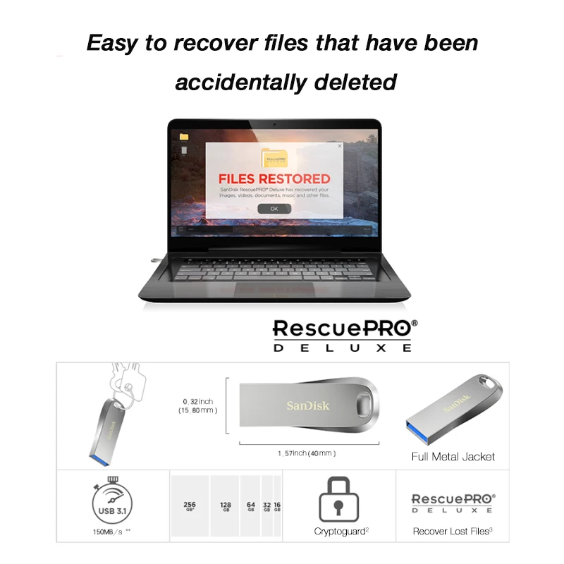 Флеш-накопитель sandisk, ультра роскошный, полностью металлический корпус, usb флеш-накопитель, 32 ГБ, флеш-накопитель, 16 ГБ, USB флеш-накопитель, 128 ГБ, карта памяти, USB 3,1, 64 ГБ