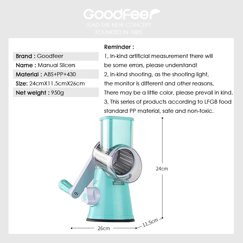Goodfeer Многофункциональный ручной срез Нержавеющая сталь спираль резак Chopper