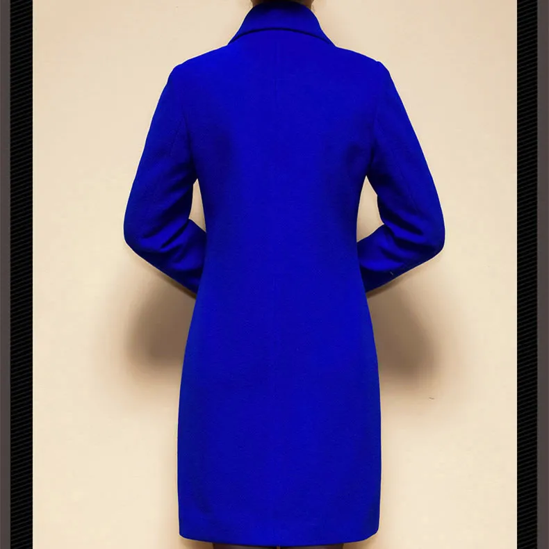 

Nice Autumn Winter New Long Woolen Coats Fashion Women Long Sleeve Slim Coat Female Solid Plus Size Woolen Overcoat