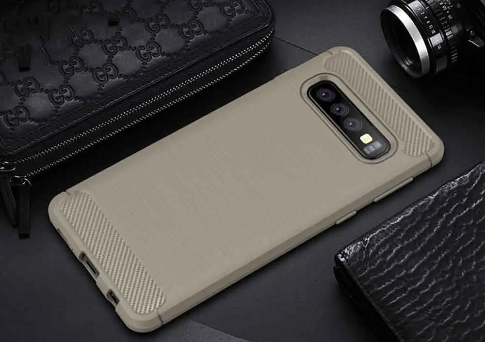 Серый Чехол из углеродного волокна для Samsung Galaxy S10 Plus, чехол для телефона с полной защитой для Galaxy S 10 S10+ S10e, противоударный бампер - Цвет: Серый