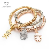 attractto new hot gold bracelets bangles 3pcs multilayer crystal charm women bracelet famous brand jewellery plusera sbr140324