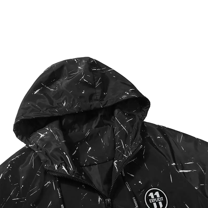 

Men Printed Outerwear Men Sportswear Jackets Windproof Autumn Camouflage Hooded Coats Patch Design Casual Brand Male Clothing