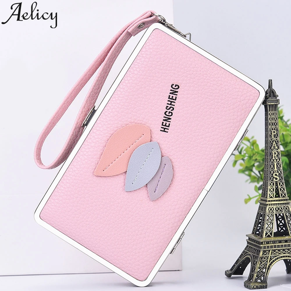 Aelicy, Модный женский длинный кожаный кошелек с листом, женская кожаная сумка для денег, держатель для кредитных карт, сумка для монет, кошелек, держатель, сумочка