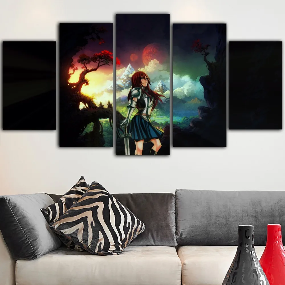 5 шт. картина из парусины сказочный хвост Peinture Sur Toile постер аниме картины для