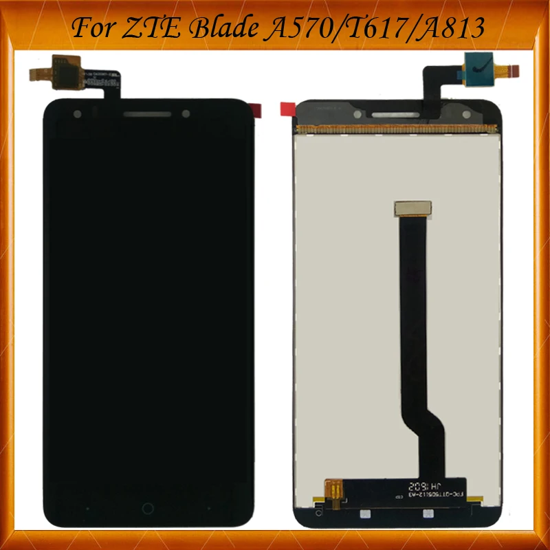 Черно-белый цвет протестирован для zte Blade A570 T617 A813 ЖК-дисплей+ кодирующий преобразователь сенсорного экрана в сборе Замена