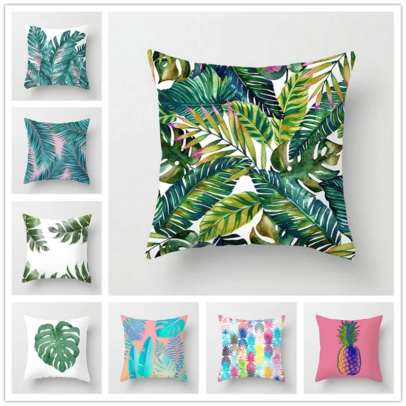 Тропические листья растения Подушка &quotАнанас&quot чехол красочный цветок