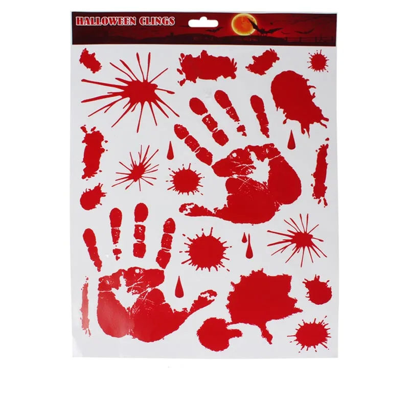 Ужас красный Кровавый отпечаток руки стеклянная наклейка Хэллоуин Зомби