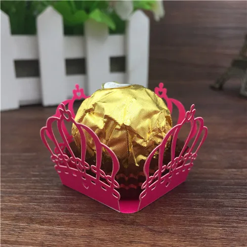 dark rosy red 50 шт. Корона принц Бумага конфеты бар шоколадная упаковка Бар Лазерная резка День рождения украшения для детей вечеринок Свадебные украшения - Цвет: dark rosy red