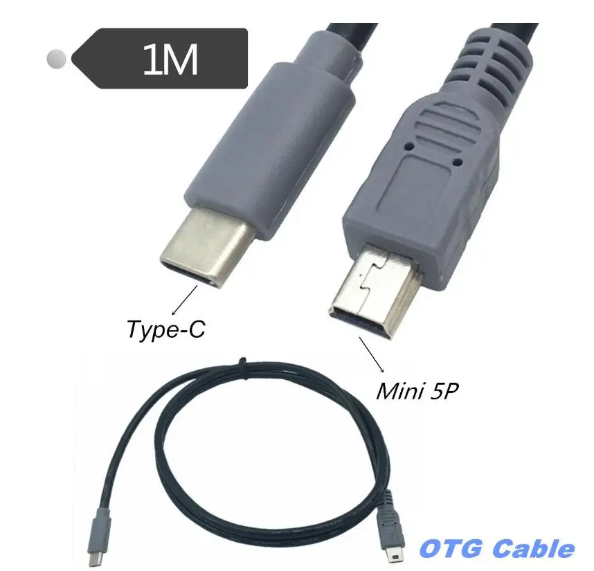 

USB3.1 Host OTG Type C Male to mini USB Type B Male Adapter Cable For Mobile Hard Camera for Macbook & Google Chromebook 0.5m 1m