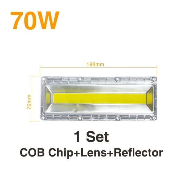 70W 1 Set 1 Набор Смарт IC светодиодный COB чипы с отражателем объектива водонепроницаемое Силиконовое кольцо 30 Вт 50 Вт 70 Вт 100 Вт 150 Вт AC220V AC110V для DIY прожекторов - Испускаемый цвет: 70W 1 Set