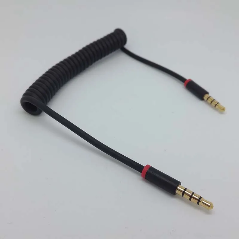 Бесплатная доставка 3 фута 4 полюсная пружина спиральный 5 мм Aux кабель с