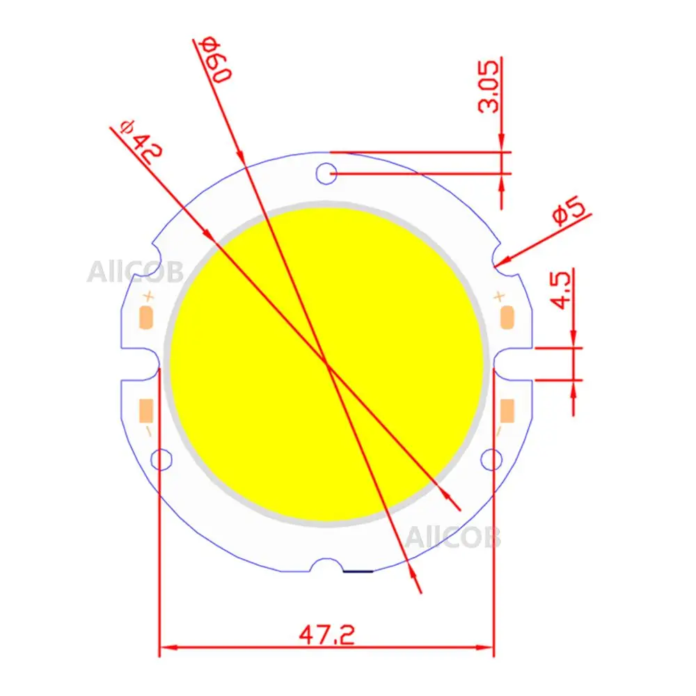 [ALLCOB] Производство 1 шт. 5 шт. 10 шт. cob led 60 мм круглый чип источник света 20 Вт 2000лм COB предупредительный натуральный белый для потолочного светильника