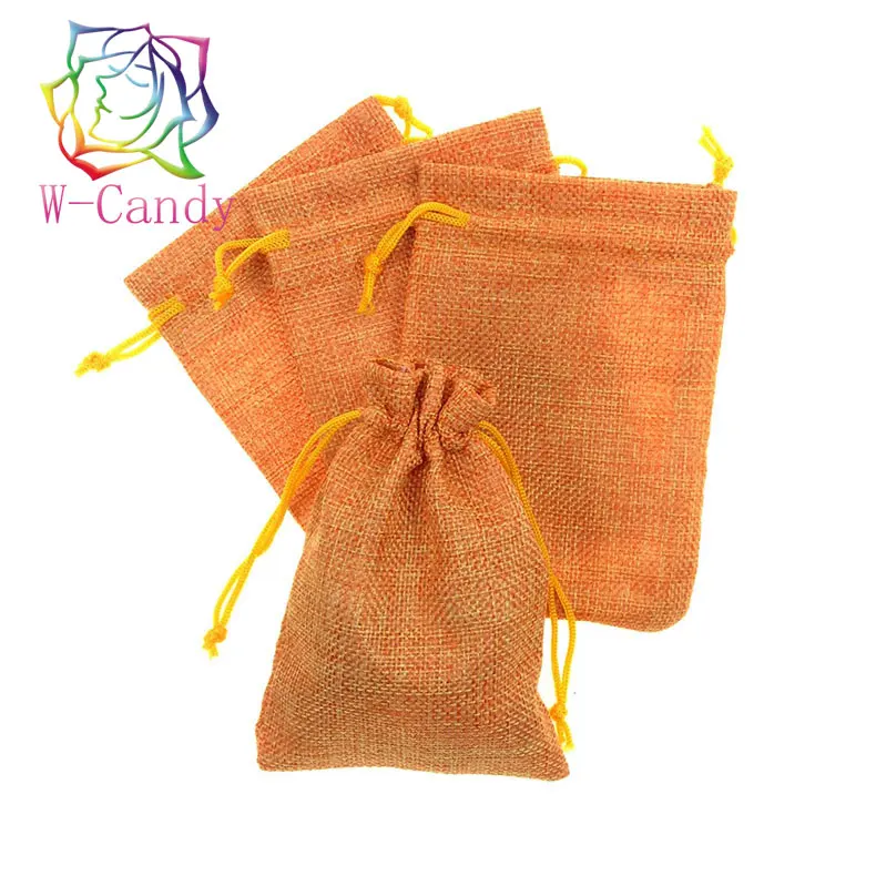 

Eco-Friendly 100Pcs 10*14cm Jewelry Pouch Jute Bags Linen Fabric Packaging With Drawstring Christmas Wedding Gift Storage Bag