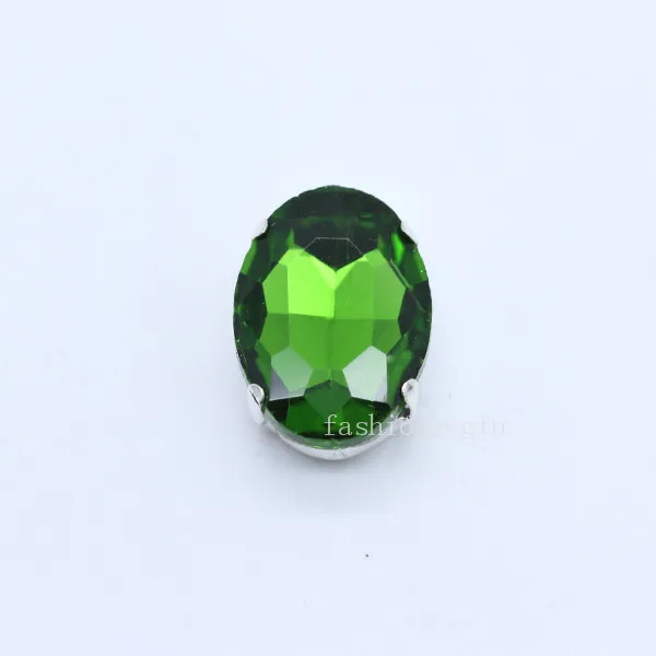 grass green 30p 6x8 мм овальные цветные бусины для изготовления ювелирных изделий, хрустальный стеклянный модный камень, пришивные стразы с плоским основанием, серебряная установка, сделай сам, одежда - Цвет: grass green