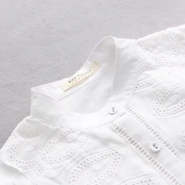 Женская блузка Mori Girl белая Свободная с кружевной вышивкой на весну|shirt female|spring