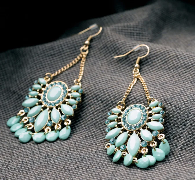 Новые стили 2018 Модные женские ювелирные изделия капли воды Элегантные Синие