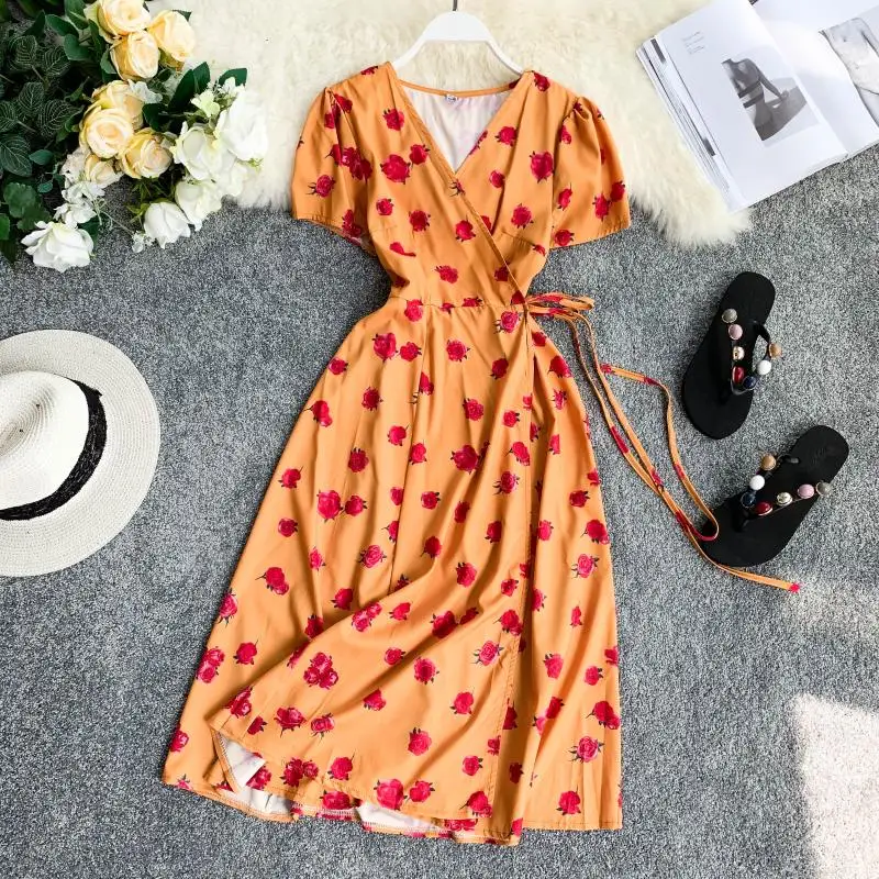 Новинка 2019 женское пляжное стильное платье летнее короткий рукав тонкое