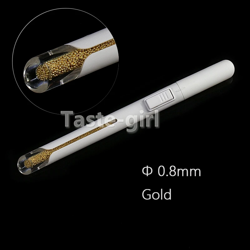 0.8MM Gold 12 типов стальных шариков, ручка для раскрашивания ногтей, инструмент для дизайна ногтей, маленькие шариковые икры, аксессуары для маникюра, ручка для рисования слитков - Цвет: 0.8MM Gold