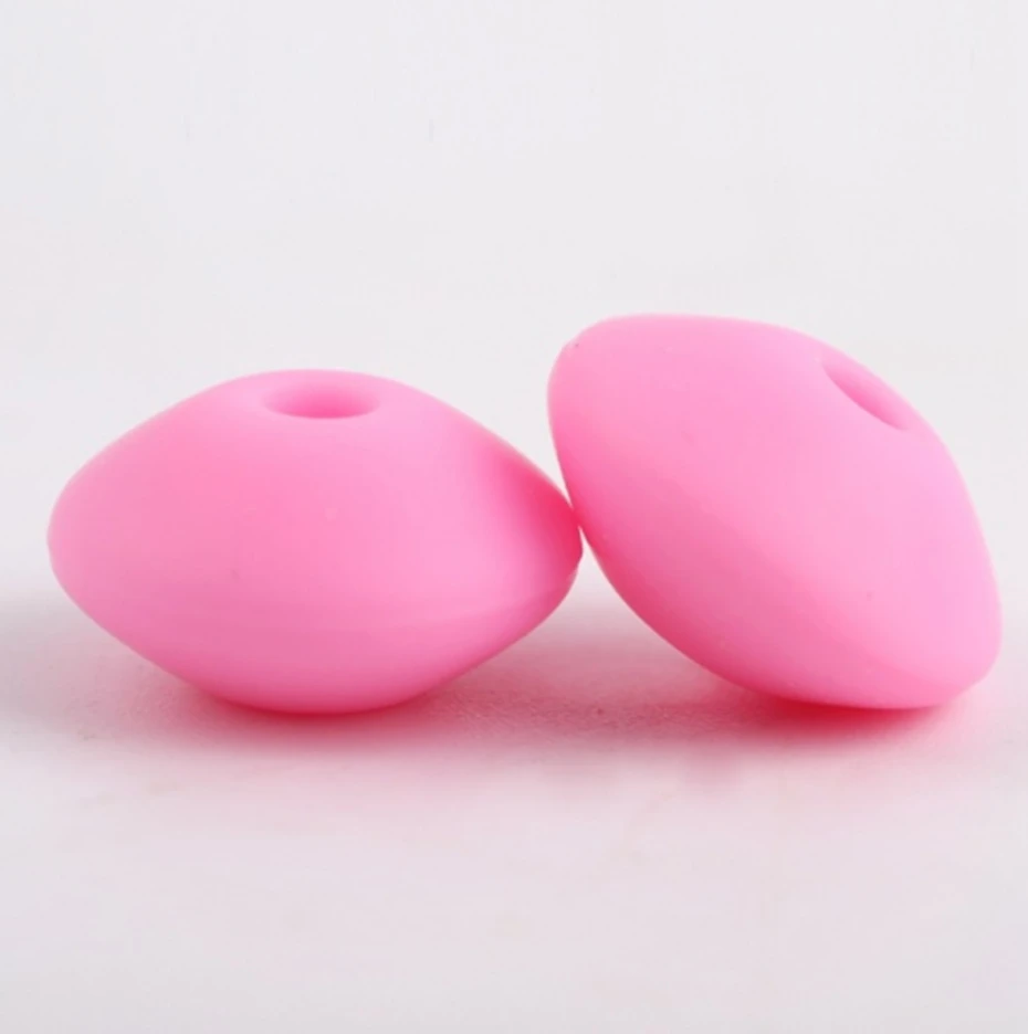Pink Силиконовые счеты бусины 30 шт. DIY пустышки цепи аксессуары бусы, не содержат Бисфенол А сделано для мамы чечевицы пищевой класс детский Прорезыватель 12 мм - Цвет: Pink