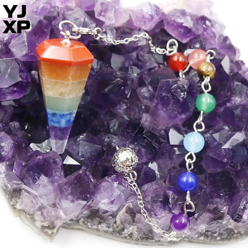 YJXP Chakra звено цепи Шестигранная Пирамида маятниковая подвеска приданое divination Wicca 7