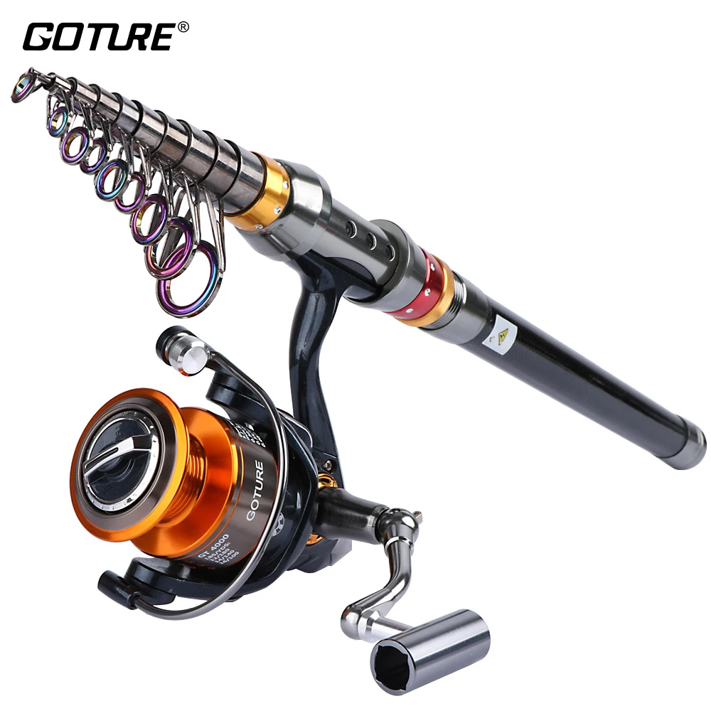 Goture Удочка Combo 1,8 M-3,6 M углеродное волокно телескопическая удочка+ спиннинговая катушка GT4000 Морская Лодка Рок Рыболовный набор