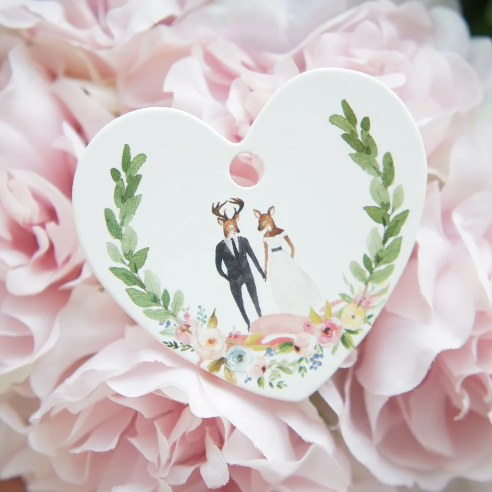 MR & MRS deer merry 50 шт. бумажные этикетки в форме сердца декор для упаковки бирка
