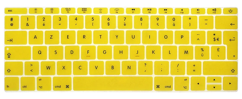 Цвет: желтый Французская клавиатура протектор для macbook retina 12 pro13 ЕС-введите A1708 A1534 A1931 крышка клавиатуры ноутбука аксессуары пленка для ноутбука - Цвет: Цвет: желтый