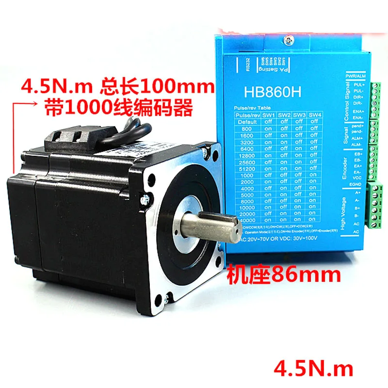Nema34 комплекты моторов с замкнутым циклом HB860H + 86HB250 80B 4.5N. m 86 мм гибридный шаговый