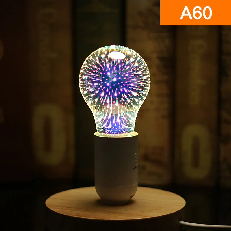 Вечерние 3D звезда светодиодный Эдисон лампы 220V с серебряным покрытием Стекло красочные E27 светодиодный светильник праздничный новогодний декор ретро лампы накаливания светильник - Испускаемый цвет: A60