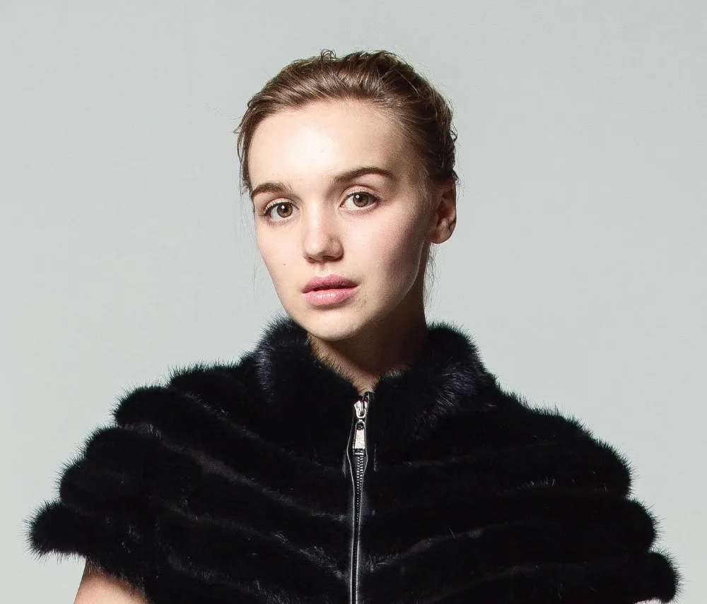 QIUSIDUN 2017 New Style Real Mink Fur Vest fashion Belted Winter Female Fur Coat Sleeveless Round Neck Russia Big Size 6XL BLACK